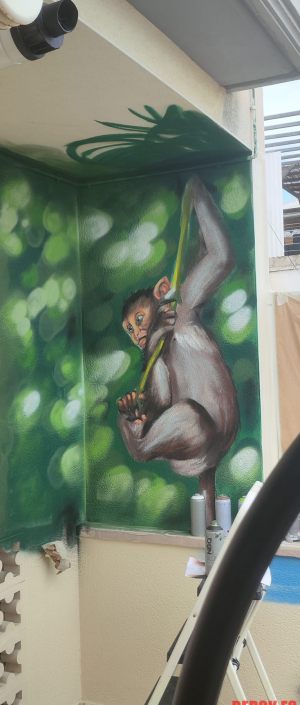 Graffiti Mural Mono Terraza 300x100000